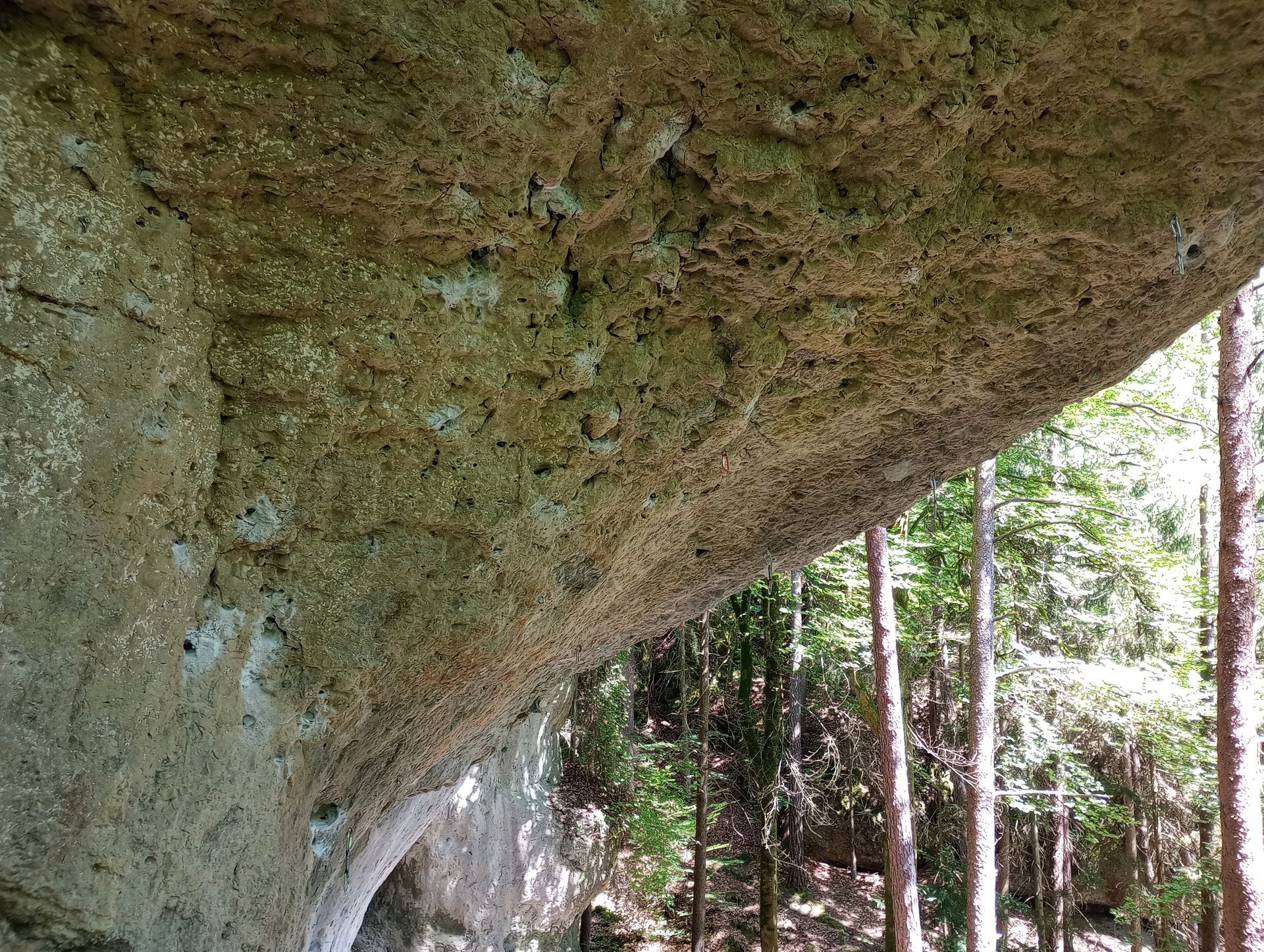 Extrem überhängender Fels am Planetarium (Frankenjura)