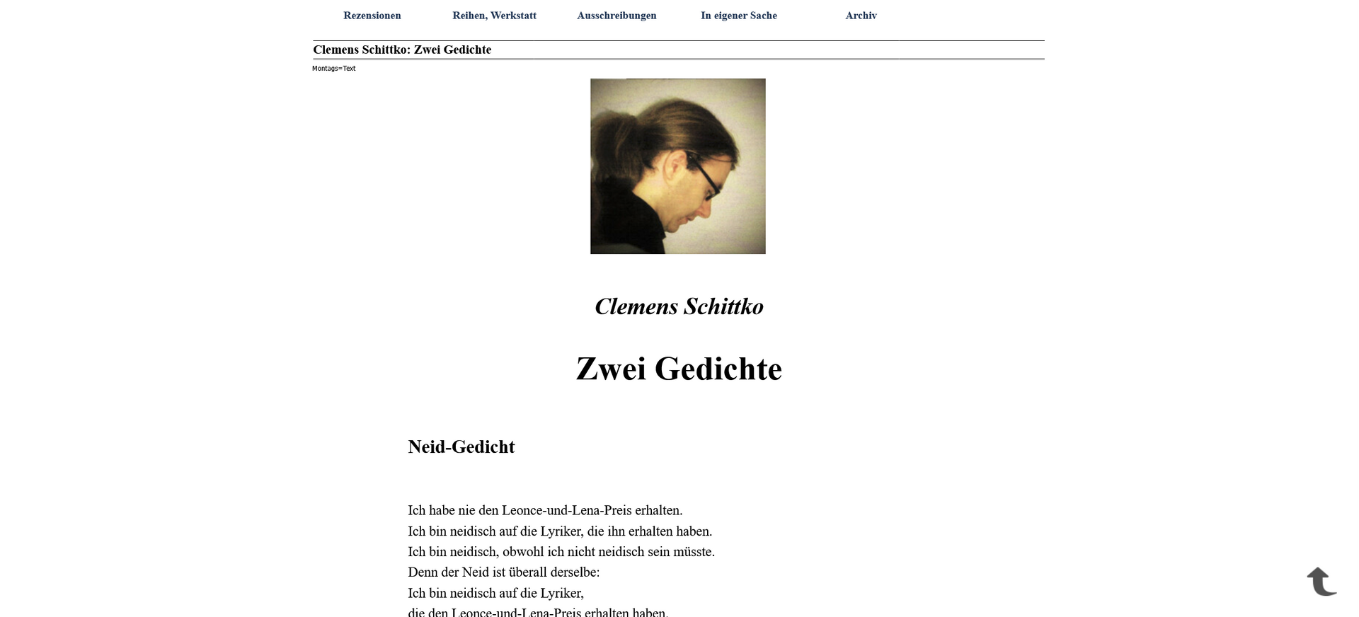 Signaturen-Magazin Zwei Gedichte von Clemens Schittko im Signaturen-Magazin