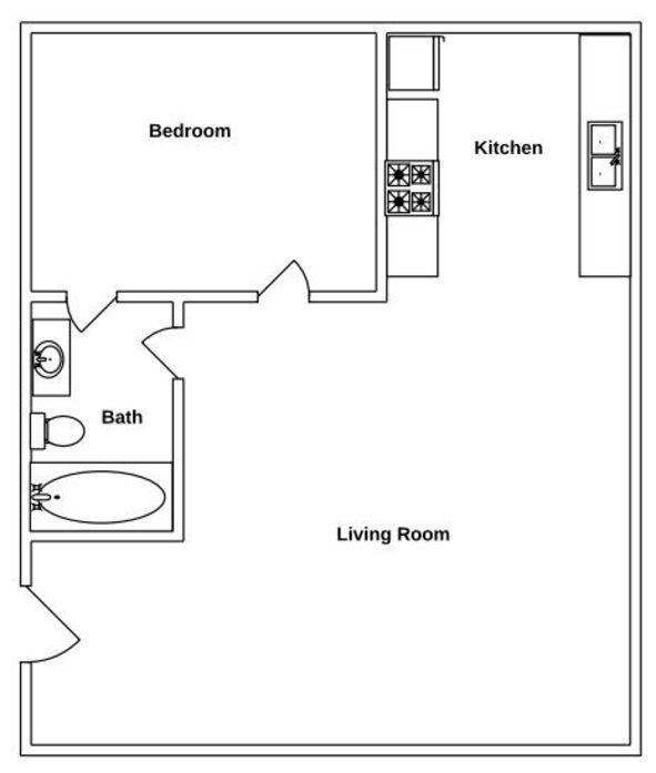 Floor Plan: 1 Bed · 1 Bath · 700 SQ. FT.
