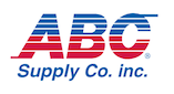 Logo for ABC Supply Co. Inc. Features "ABC" in alternating red and blue horizontal stripes with "Supply Co. inc." below in blue.