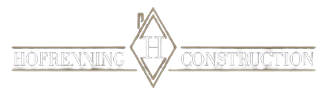 Logo for H&ouml;frenning Construction: Diamond-shaped house outline with letter "H" and company name.