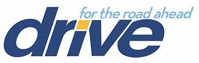 A blue and yellow logo for drive for the road ahead