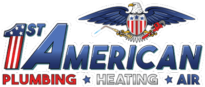 1st American Plumbing, Heating & Air Logo: American flag-themed
