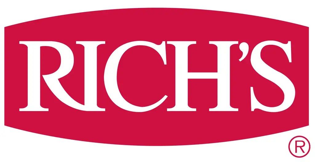 A red and white logo for rich 's is on a white background.