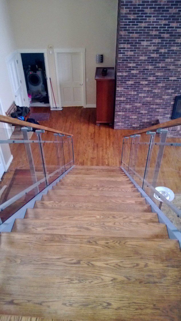 Steel Railings  — Steel Railing With Wood Stair Steps in Slippery Rock, PA