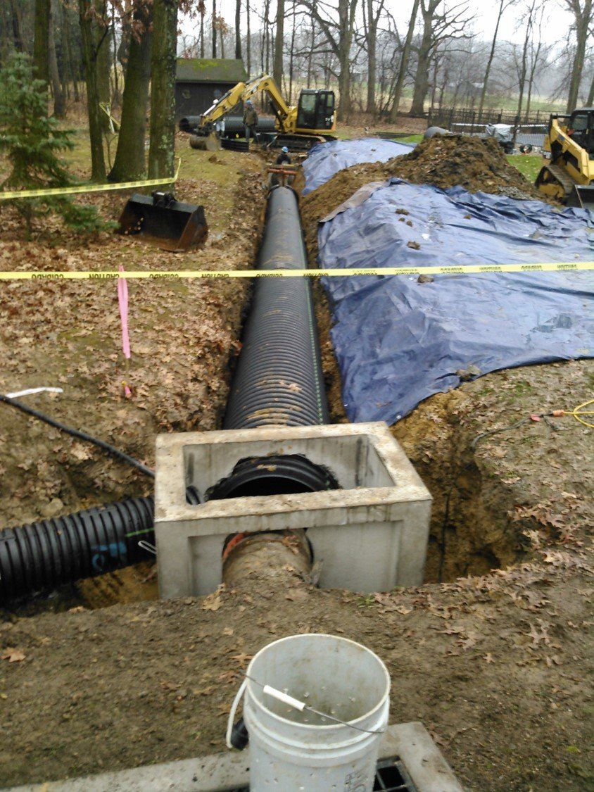 Excavating Service — Workers Installing Pipes in Slippery Rock, PA