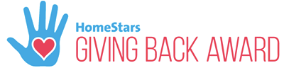 A logo for the homestars giving back award