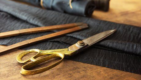 cloth length and scissors for tailoring