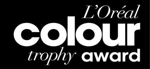 L’Oréal Colour Trophy Award logo in white text on a black background