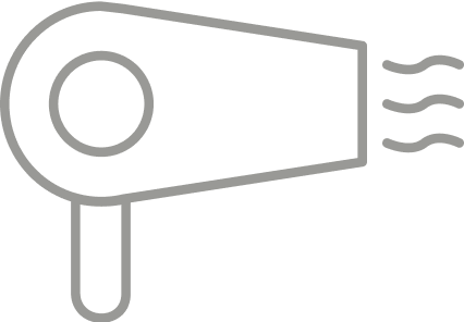 Hair dryer icon with wavy air lines