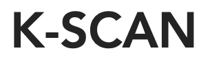 K-SCAN logo in bold black text on a white background