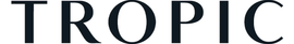 TROPIC text in black serif letters on a white background