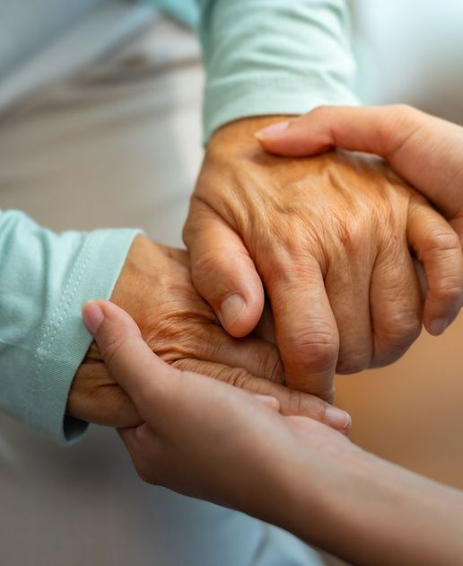 Holding Old Woman Hands