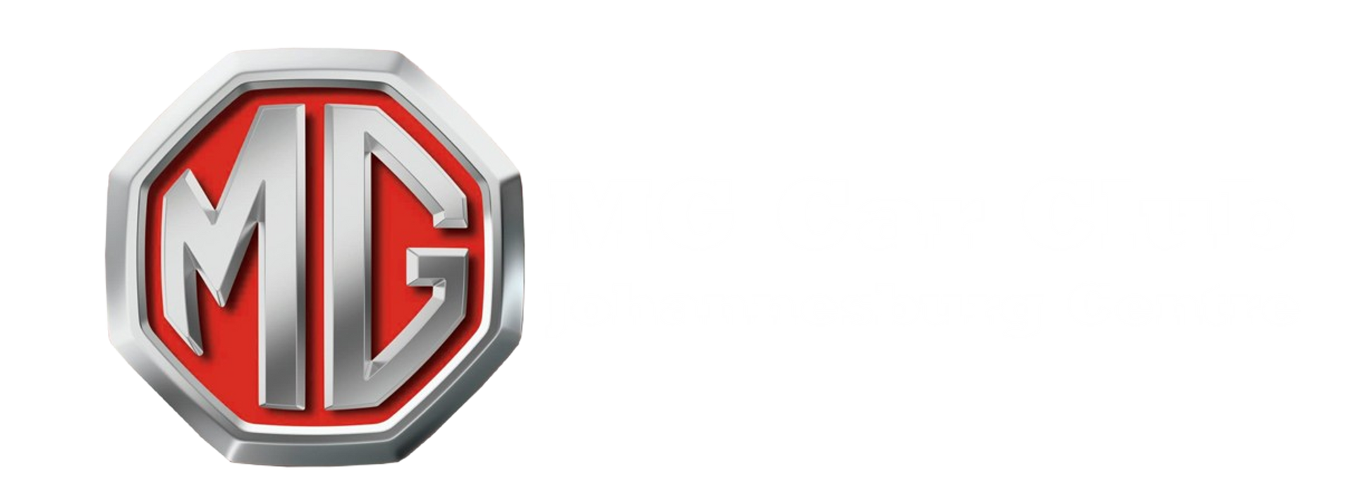 MG logo: Octagon with silver border, red background, and silver letters 