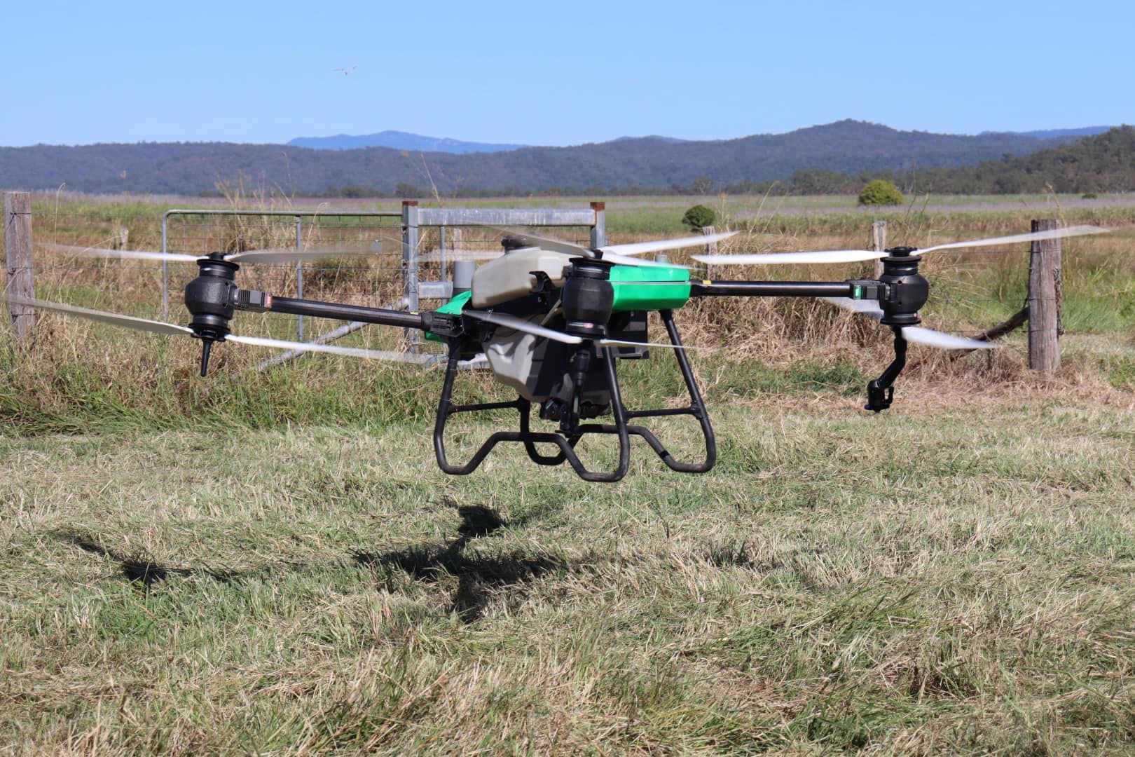 Drone in Flight Over a Grassy Field — Jetstream Aerial Services in Te Kowai, QLD