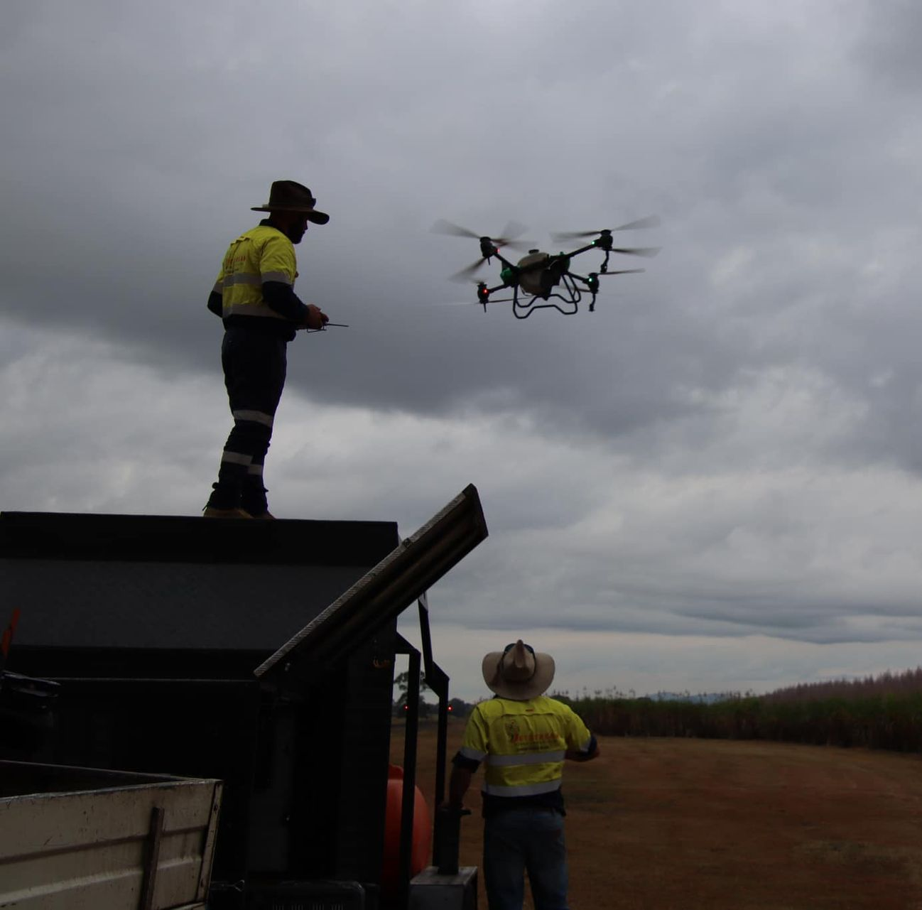 Two Workers Operate a Drone from Atop a Truck — Jetstream Aerial Services in Te Kowai, QLD
