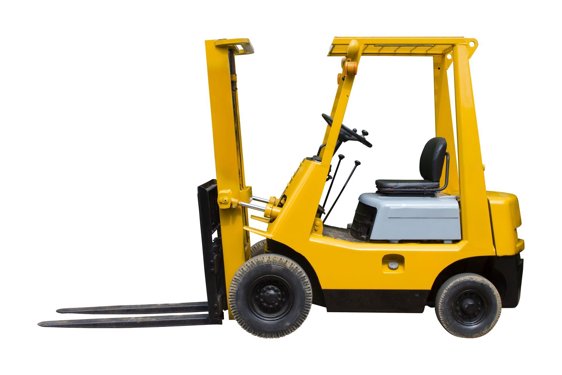 Yellow forklift on white background. Yellow forklift on white background.