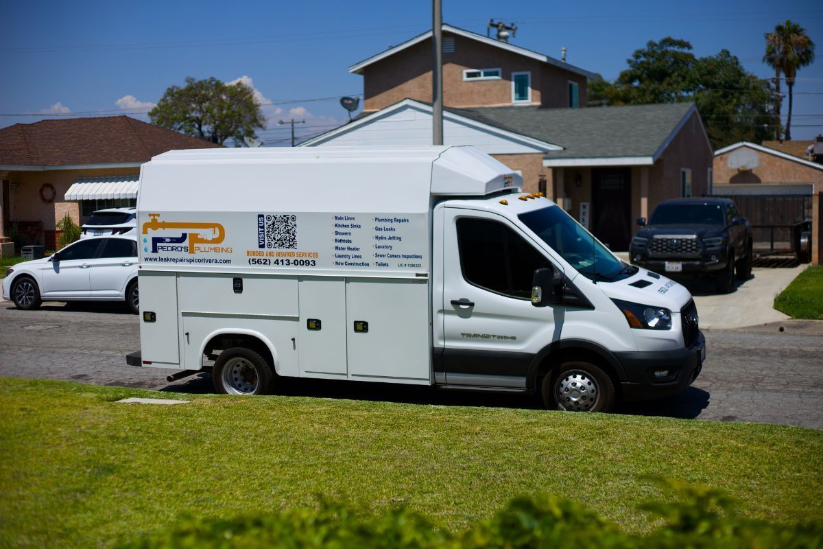 Pedro's Plumbing service truck providing residential plumbing services in Los Angeles and Pico Rivera