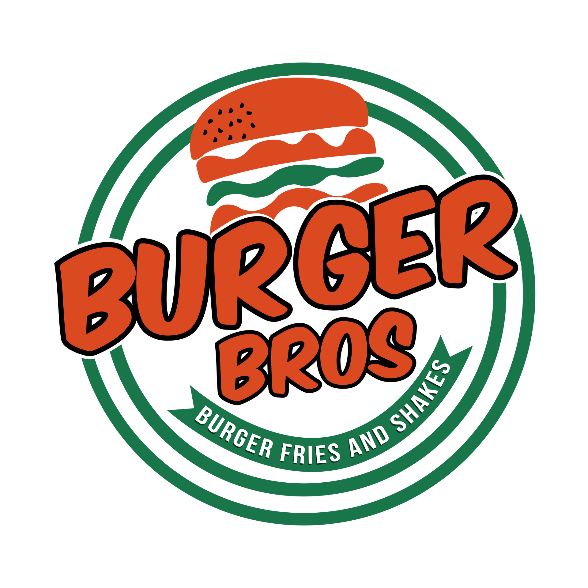 A logo for burger bros burger fries and shakes