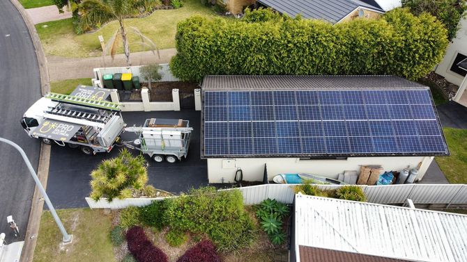 Pro solar technicians are leaving after installing the solar panels — Electricians in Newcastle NSW
