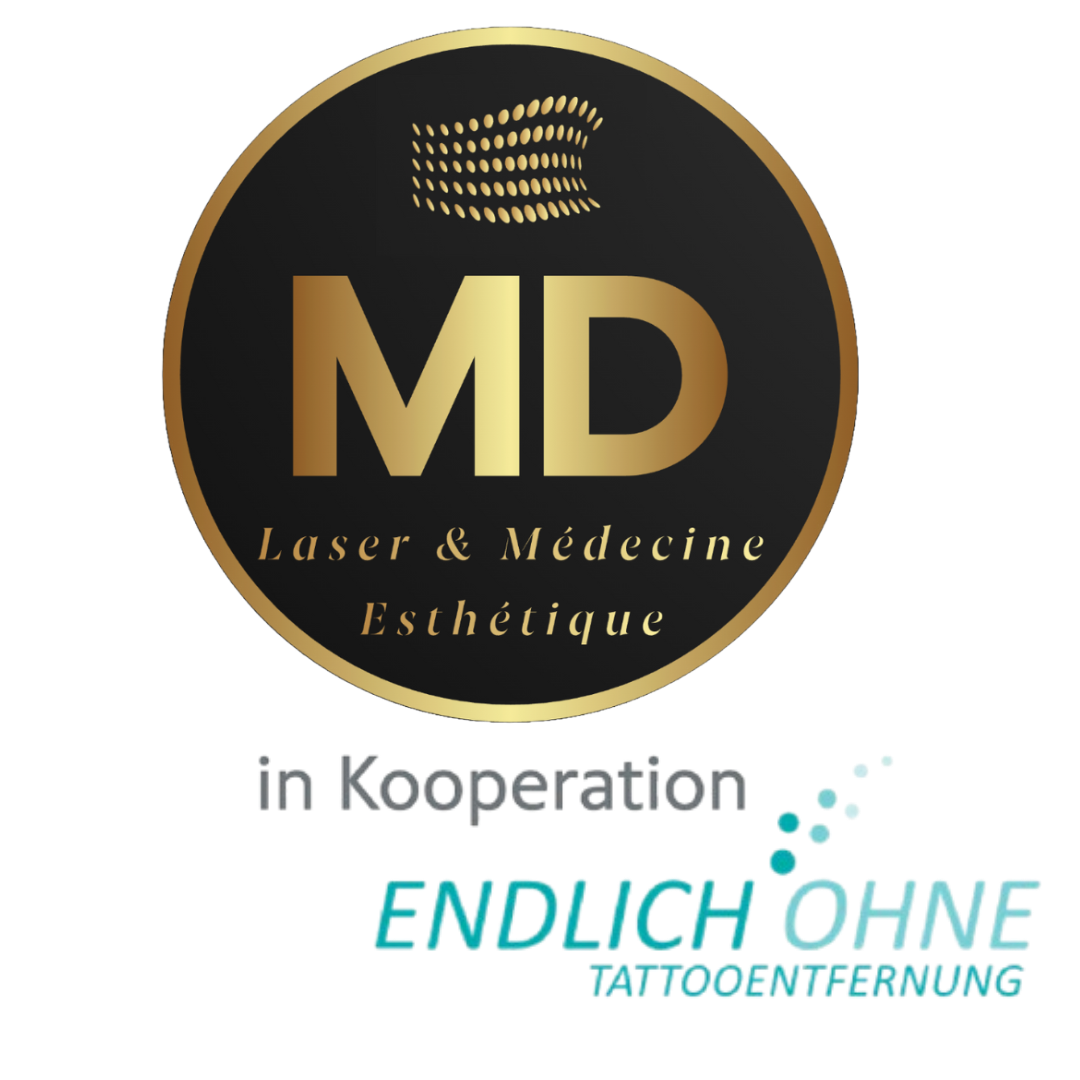 Logo für MD Laser & Médecine Esthétique in Zusammenarbeit mit ENDLICH OHNE Tattooentfernung.