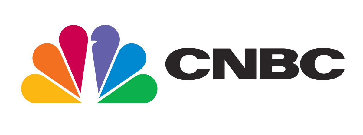 The logo for cnbc is a rainbow colored nbc logo.