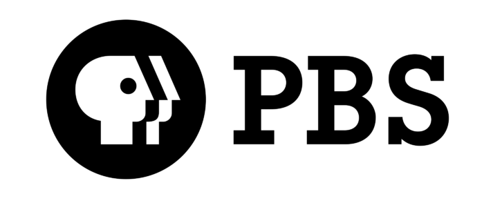A black and white logo for pbs with a skull in a circle.
