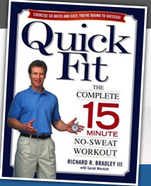 A book titled quick fit the complete 15 minute no sweat workout