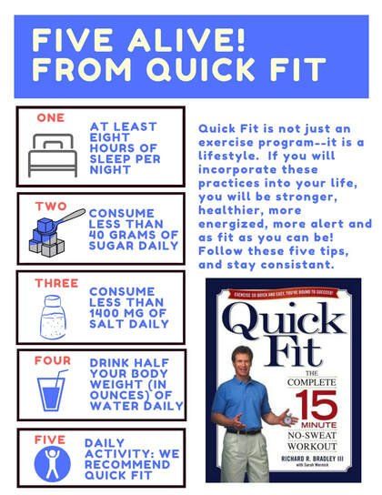 A poster that says five alive from quick fit