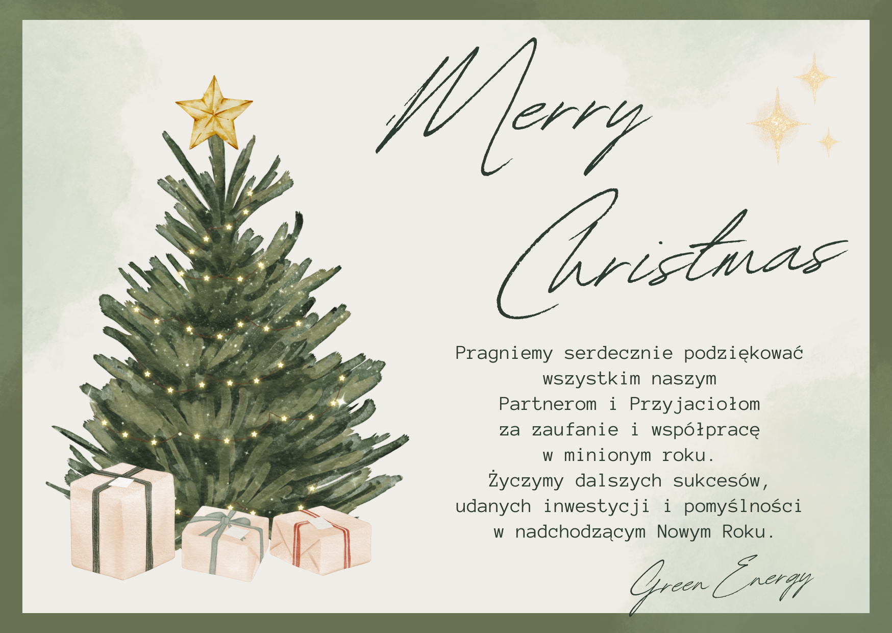 Zespół Green Energy – podziękowania i życzenia noworoczne dla Partnerów