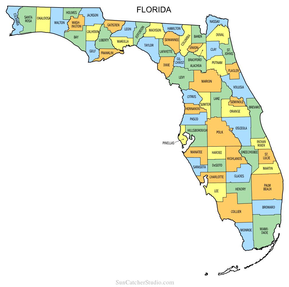 A map of the state of florida is shown