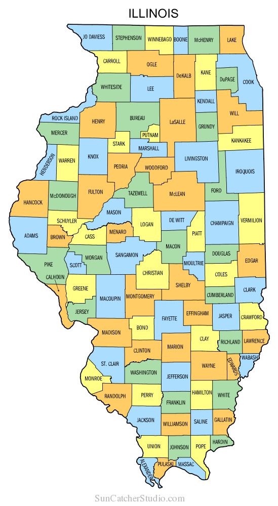 A map of illinois with many different colors