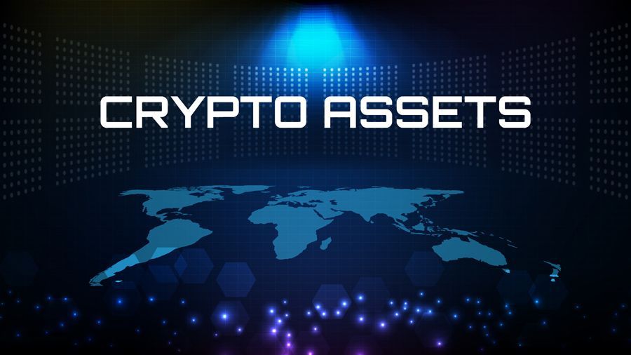 title on image is crypto assets. Picture underneath is the world