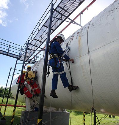 Men Working for inspection services for white tank