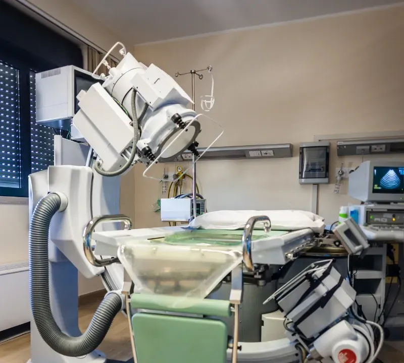 Image illustrant la LEC, lithotripsie extracorporelle par ondes de choc.