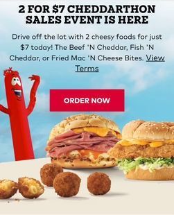 An advertisement for a cheddarthon sales event