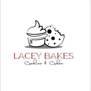 A logo for a bakery called lacey bakes cookies and cakes.