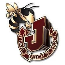 It is a logo for a high school with a bee on it.