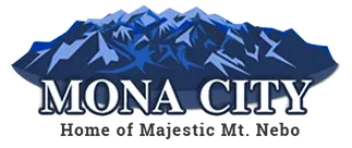 A logo for mona city home of majestic mt. nebo