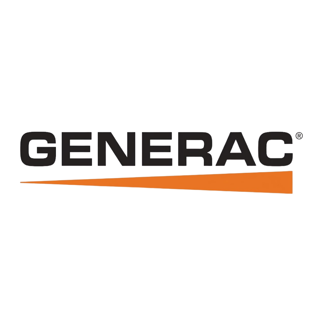 Generac logo in black with orange underline on white background