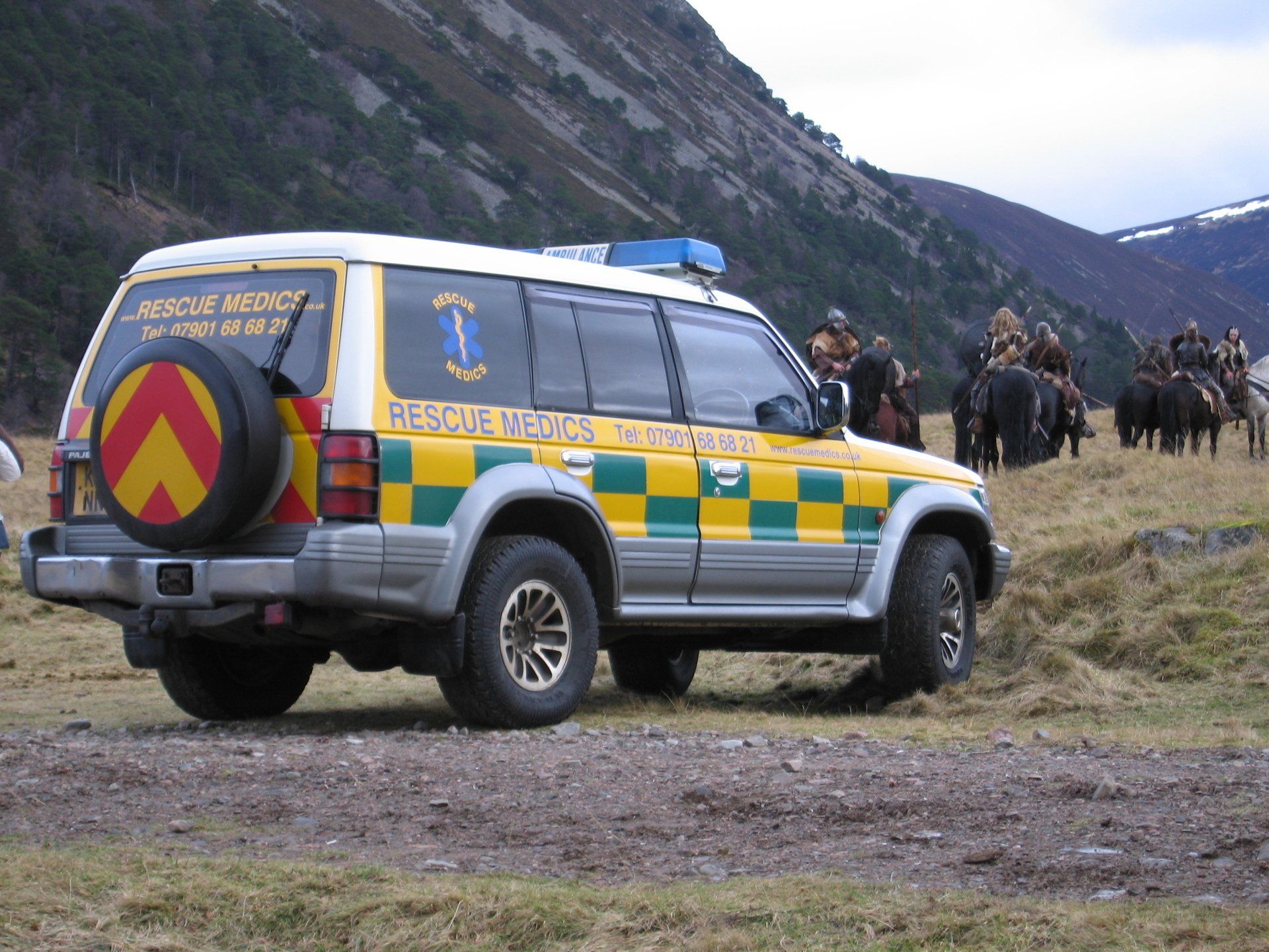 4X4 Ambulance on Film Set with Horses, Film Unit Medical Services