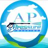 Logo: Blue circle with "AP Pressure Washing" text, a pressure washer spraying water.