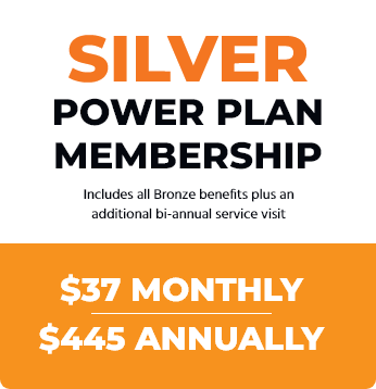 Silver Power Plan membership offering: $37 monthly or $445 annually, including Bronze benefits plus bi-annual service visit.