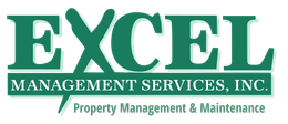 a green and white logo for excel management services inc.