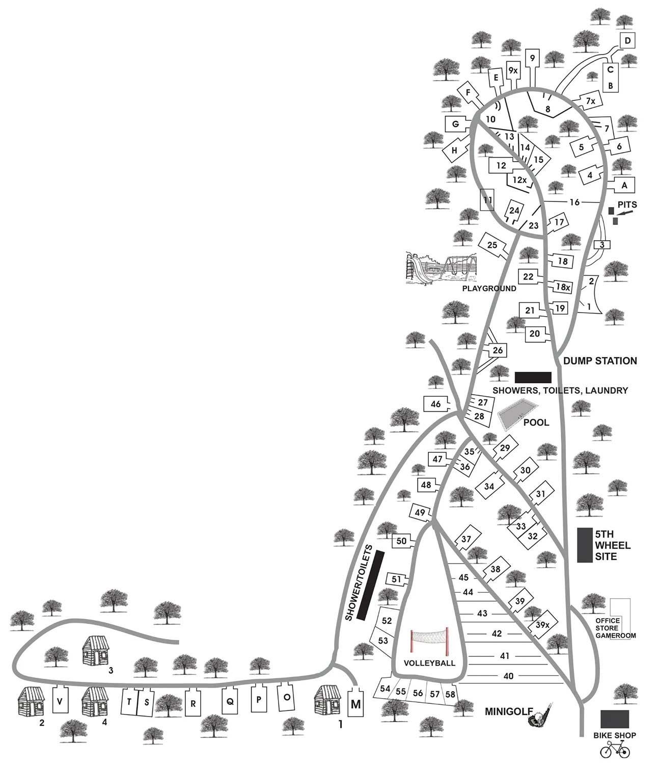 Map of Campground — Wilton, WI — Tunnel Trail Campground