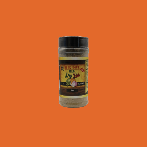 Jar of Jerk Boyz Original Jerk Sauce with a brown label, and orange background.