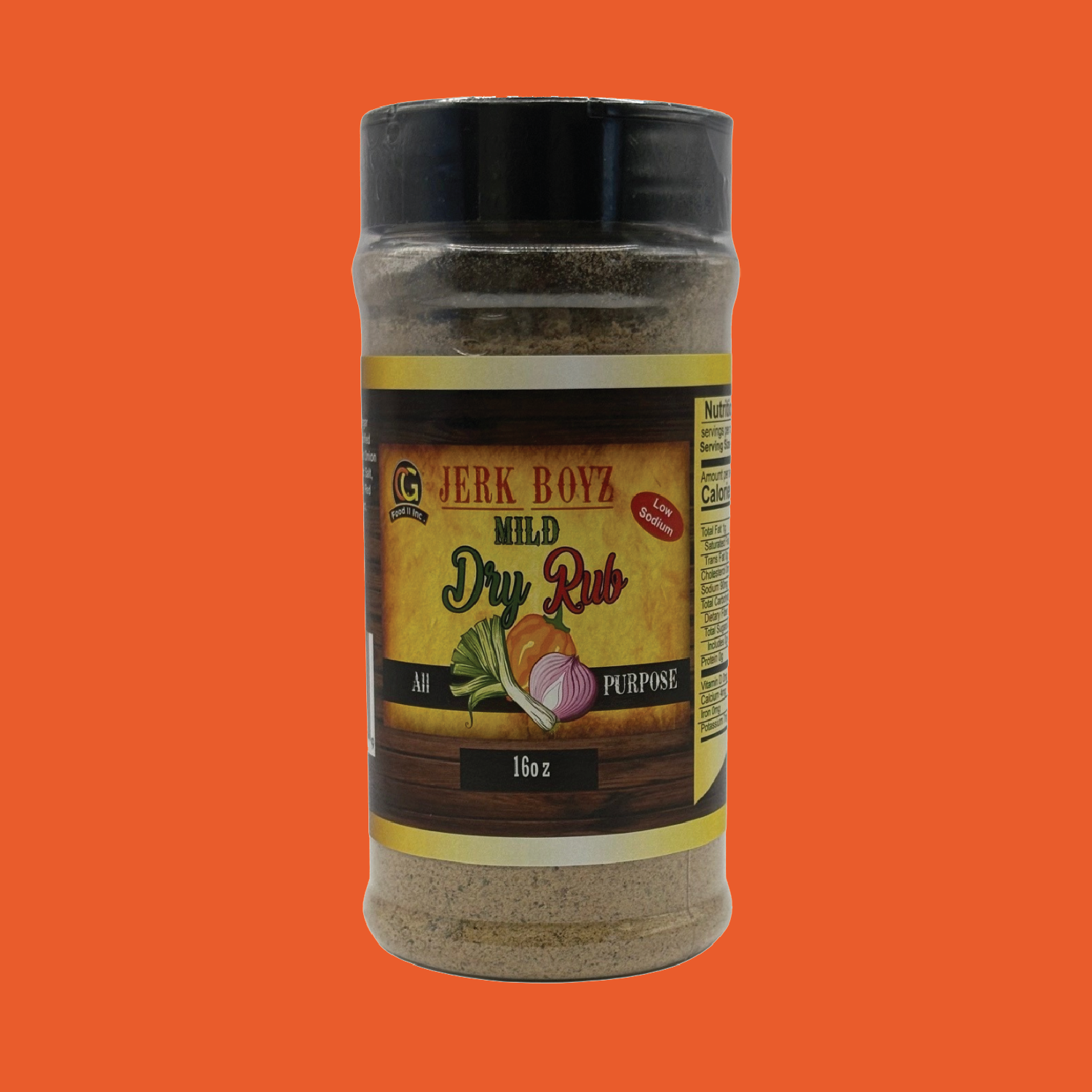 Jar of Jerk Boyz Original Jerk Sauce with a brown label, and orange background.
