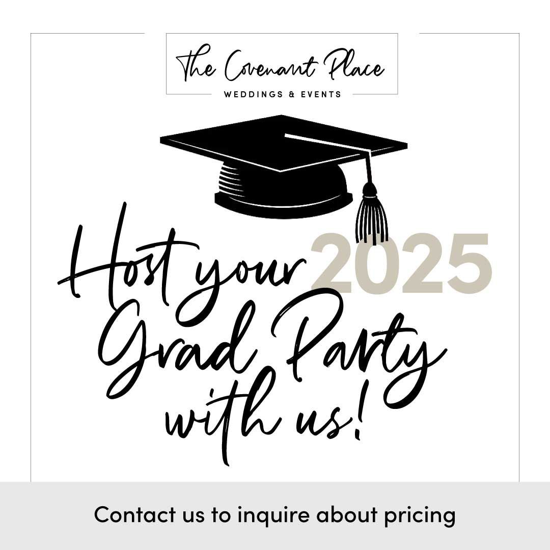 Graphic design of the event cover with a graduate hat and the words 