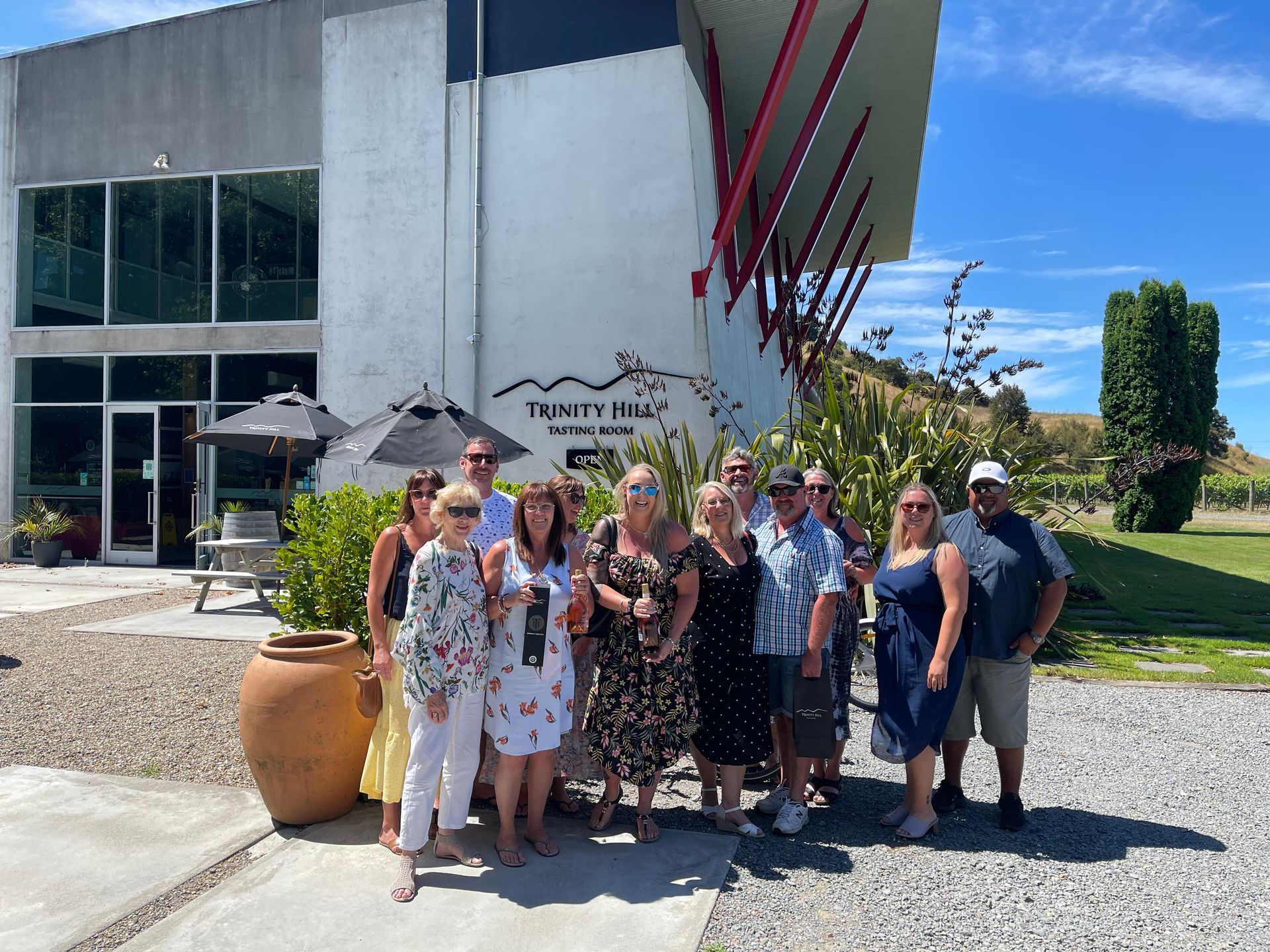Wine Tour group at Trinity Hill winery