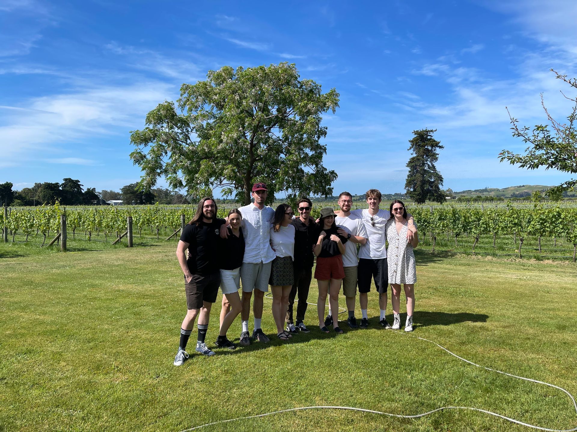 Grape Escape tour group in vineyard